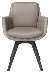 Moderner Armlehnstuhl mit gepolstertem Sitz und Rückenlehne, Vorderansicht