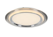 Ronde led-plafondlamp met chromen rand, gezien van onderaf