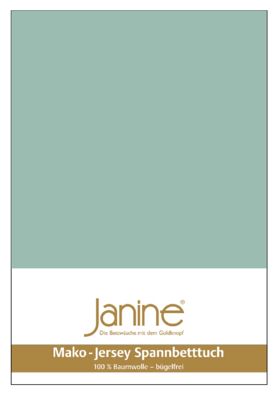 Janine Spannbetttuch JERSEY 100x200cm Jersey-Spannbetttuch in Mintgrün, 100x200cm, aus 100% Baumwolle, bügelfrei, Vorderansicht
