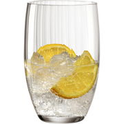 Trinkglas POESIA grau 460ml mit Eiswürfeln und Zitronenscheiben, seitliche Perspektive