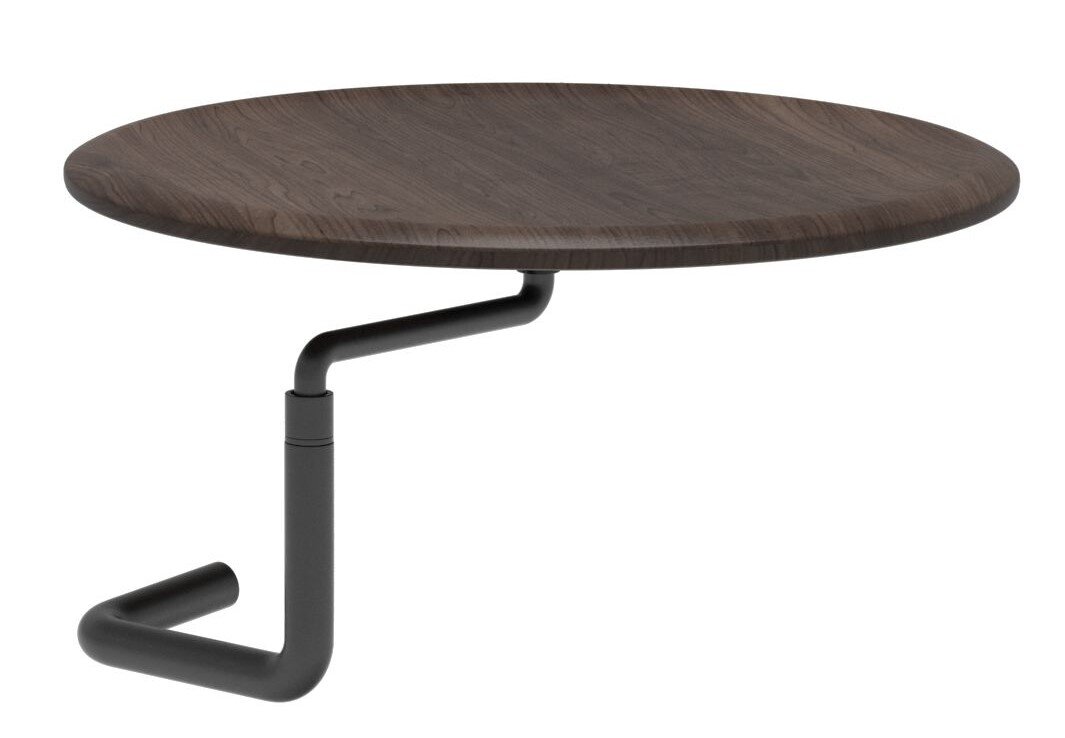 Stressless Tisch SWINGTISCH 2010 Runder Holztisch mit schwarzem Metallgestell, seitliche Perspektive