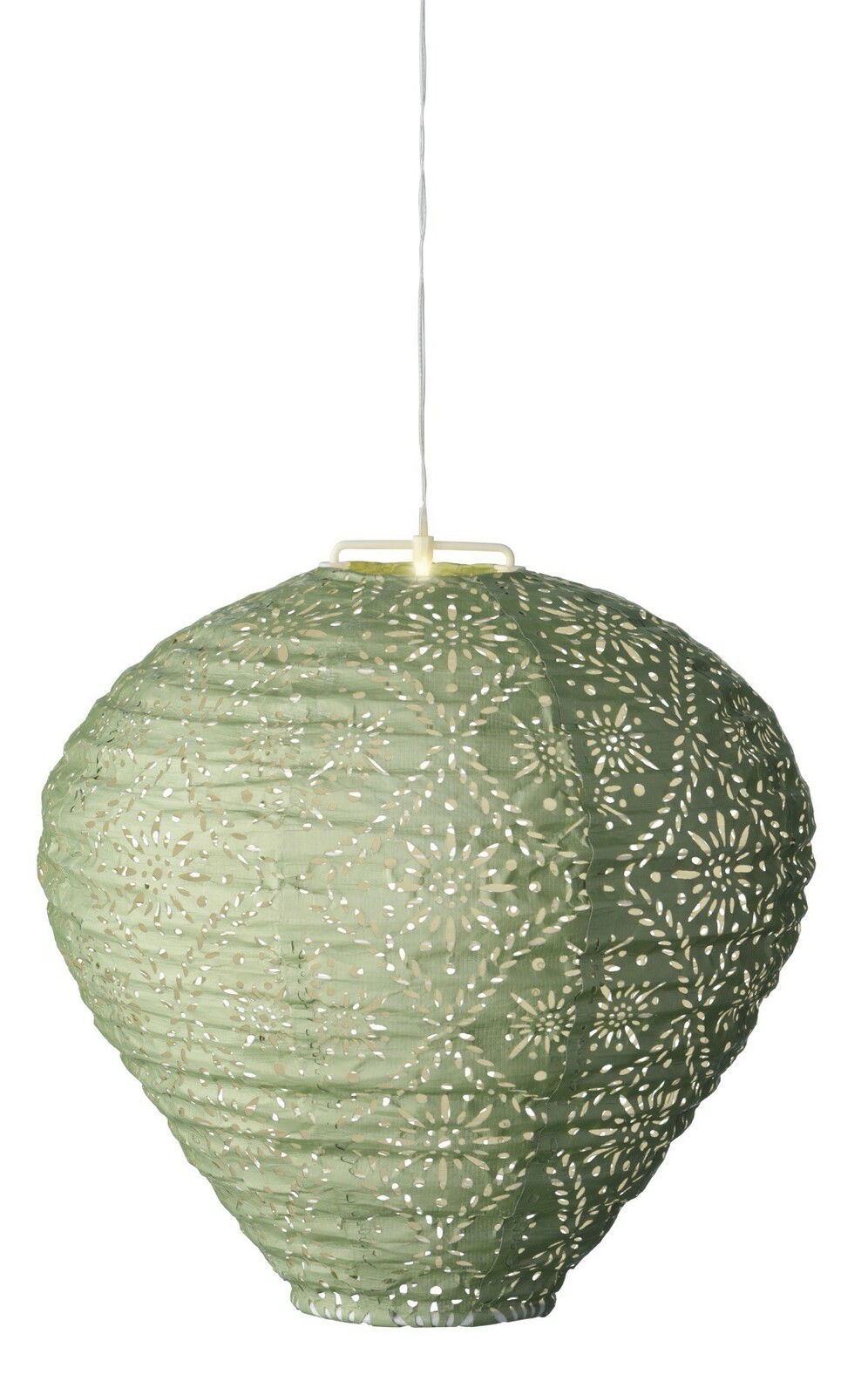 Lumineo Solar Laterne Grüne Solar Laterne mit filigranem Muster, seitliche Perspektive