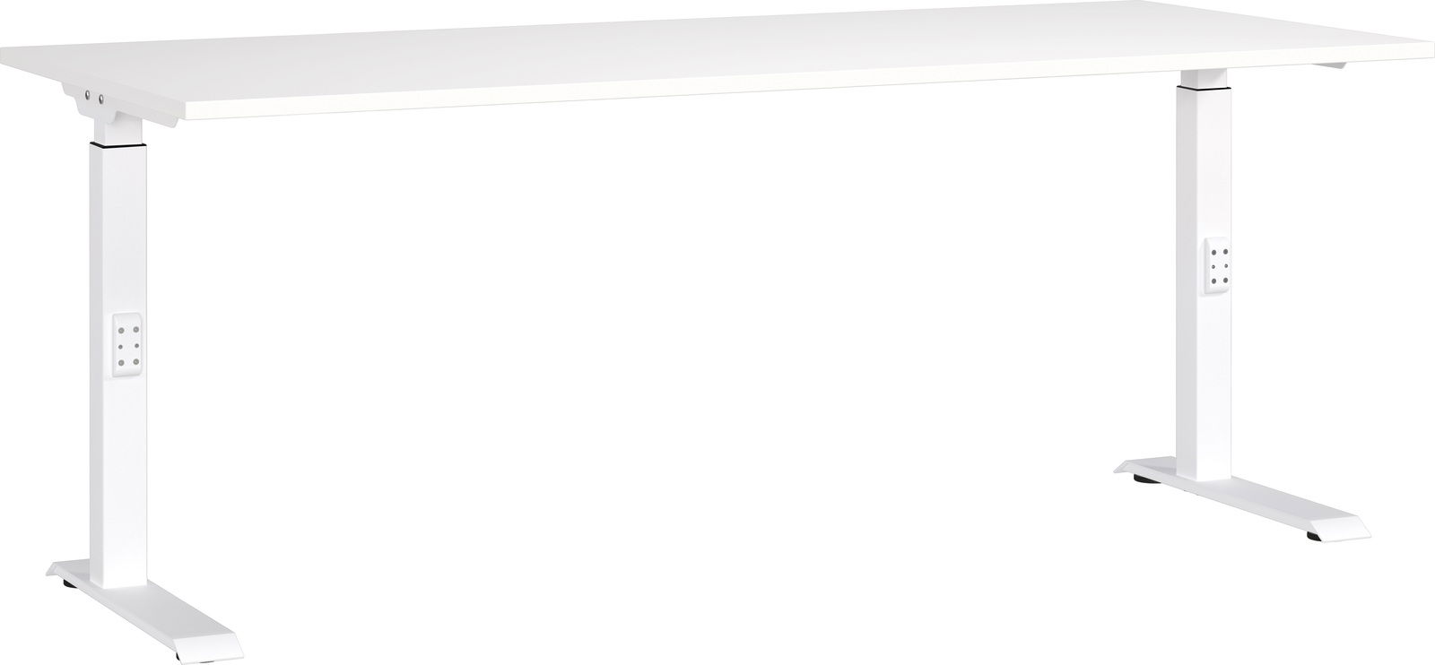 MID.YOU Schreibtisch höhenv. MAILAND Höhenverstellbarer Schreibtisch in Weiß, seitliche Perspektive