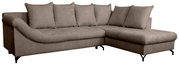 Braunes Ecksofa mit Ottomane rechts, Perspektive von vorne links