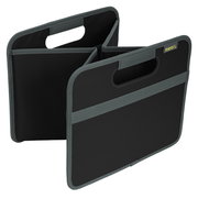 Schwarze Faltbox M mit grauen Kanten, seitliche Perspektive