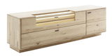 Holz-Lowboard mit Schubladen und Türen, seitliche Perspektive