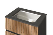Wastafelset met houten lamellen, bovenaanzicht