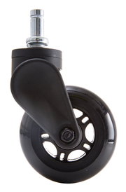 Schwarze Hartbodenrolle mit Metallstift, seitliche Perspektive