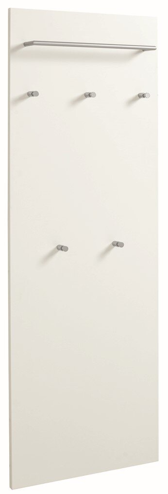 VOSS Paneel SALEA Weißes Paneel mit fünf Haken und einer oberen Stange, seitliche Perspektive