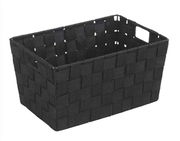Schwarzer Badkorb Adria 'S' aus geflochtenem Material, seitliche Perspektive