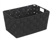 Schwarzer Badkorb Adria 'S' aus geflochtenem Material, seitliche Perspektive