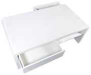 Moderner weißer Couchtisch mit zwei Schubladen, Ansicht von oben