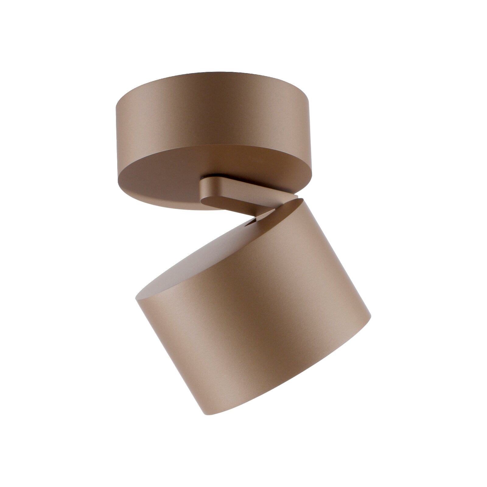 Moderner LED-Spot in Bronzeoptik, seitliche Perspektive