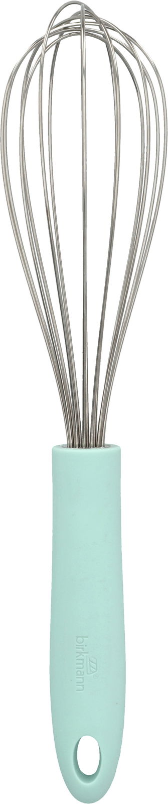 Schneebesen mit mintfarbenem Griff, frontal abgebildet