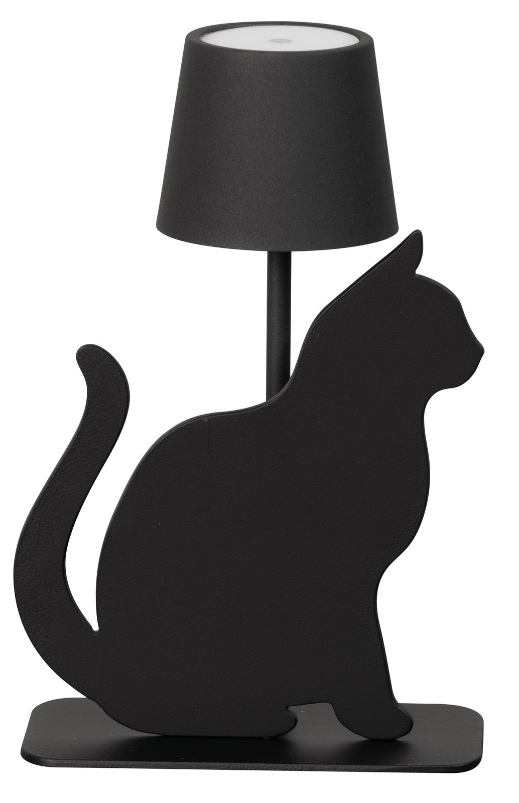 Fischer & Honsel Akku-Tischleuchte METALGLOW Schwarze Akku-Tischleuchte in Form einer Katze, seitliche Perspektive