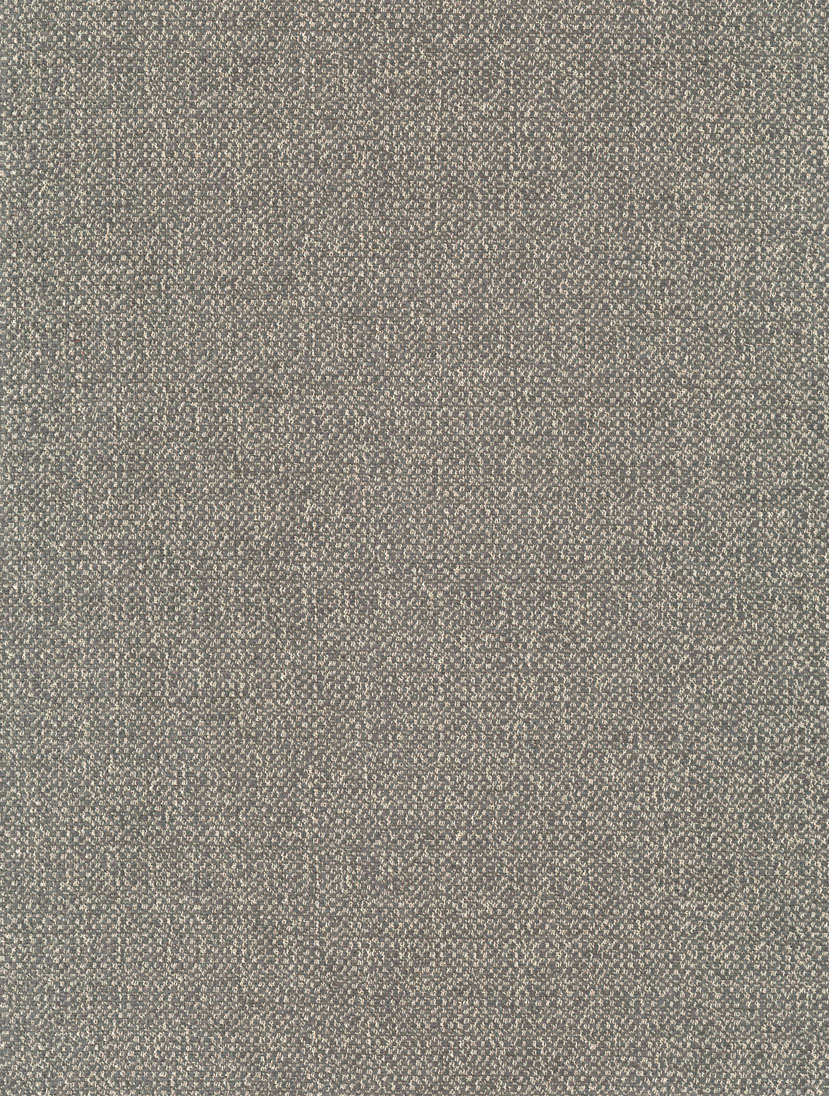 Nahaufnahme eines Boxspringbettes mit grauem Stoffkopfteil und Holzrahmen, seitliche Perspektive