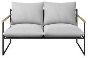 Gartenlounge-Set mit grauen Kissen und schwarzen Metallrahmen, Frontalansicht