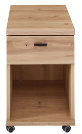 Rollcontainer aus Holz mit einer Schublade und einem offenen Fach, auf Rollen, Frontalansicht