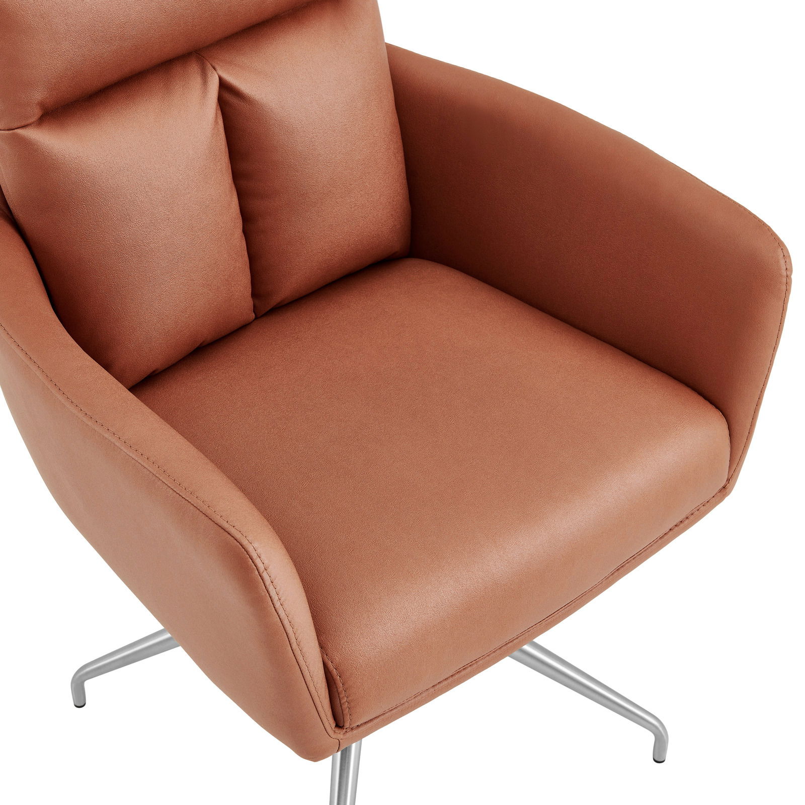 Brauner Armlehnstuhl mit Metallbeinen, Ansicht von oben