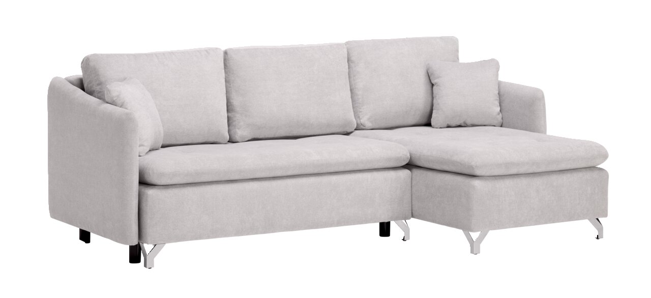 Helles Ecksofa mit Ottomane, Ansicht von vorne.