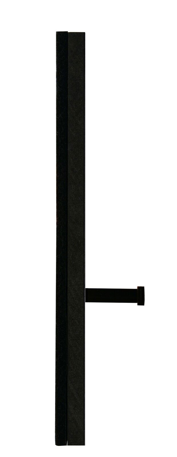 Seitenansicht einer schwarzen Garderobenleiste mit einem Haken, Modell XORA Garderobenleiste GRACE.