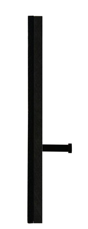 Seitenansicht einer schwarzen Garderobenleiste mit einem Haken, Modell XORA Garderobenleiste GRACE.