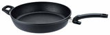Schwarze Comfort Pfanne 32cm mit zwei Griffen, seitliche Perspektive