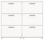 Schuhkipper mit sechs Fächern, weiße Frontansicht, moderne Griffe