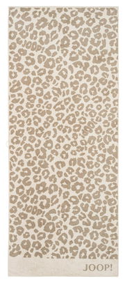 Beige Saunatuch mit Leopardenmuster, Draufsicht