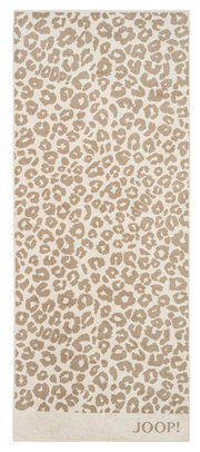 Beige Saunatuch mit Leopardenmuster, Draufsicht