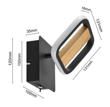 LED-Strahler mit rechteckigem Design, Seitenansicht mit Abmessungen.