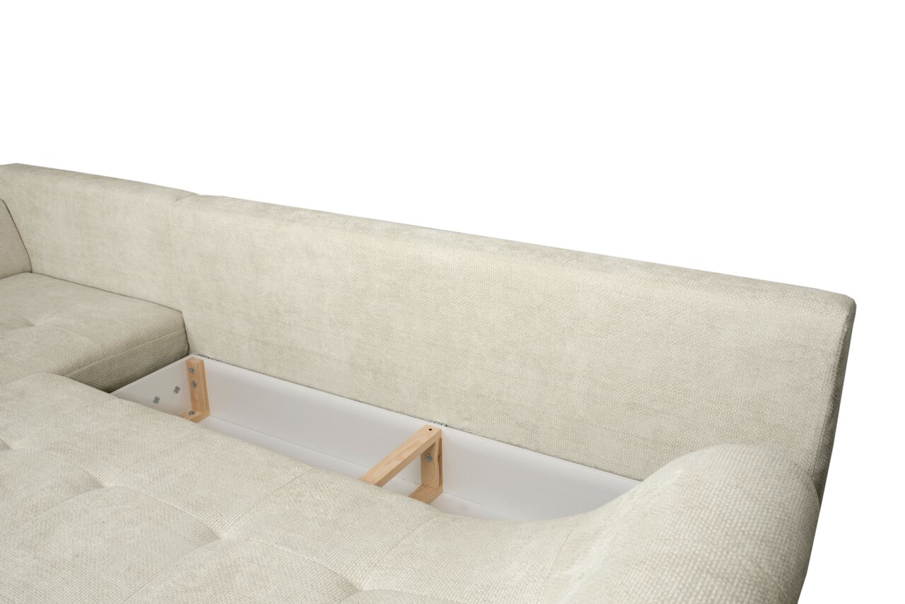 Beige Ecksofa mit Stauraum, Perspektive von oben
