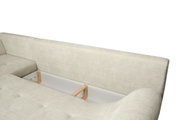 Beige Ecksofa mit Stauraum, Perspektive von oben