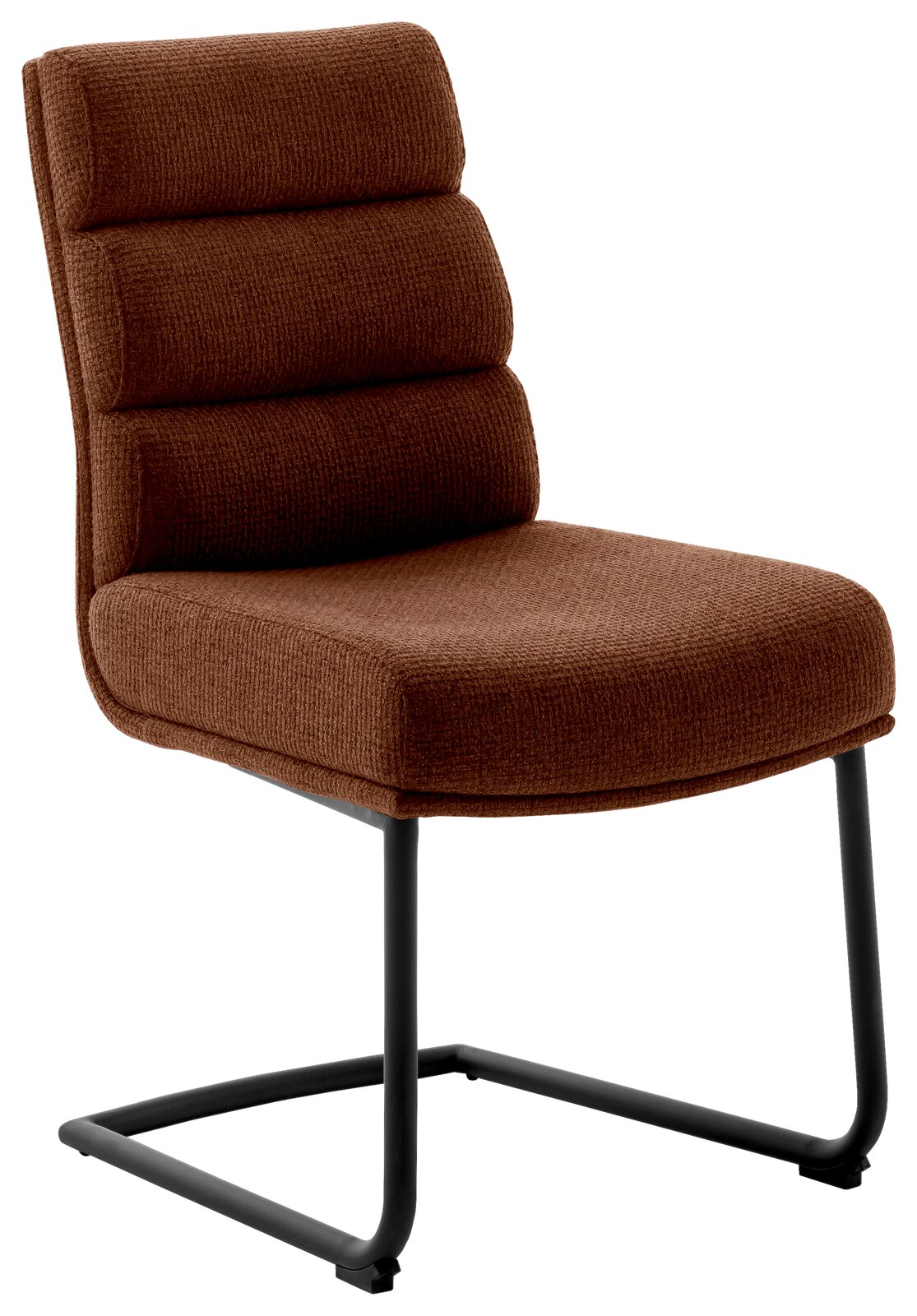 Dieter Knoll Freischwinger-Stuhl LEXINGTON Brauner Freischwinger-Stuhl mit gepolsterter Sitzfläche und Rückenlehne, seitliche Perspektive