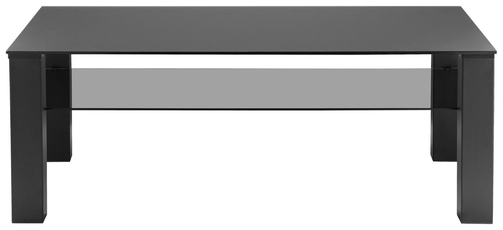 Moderner schwarzer Couchtisch XORA Tisch ROMINA in Frontalansicht
