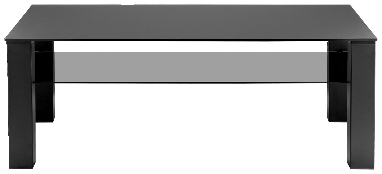 Moderner schwarzer Couchtisch XORA Tisch ROMINA in Frontalansicht