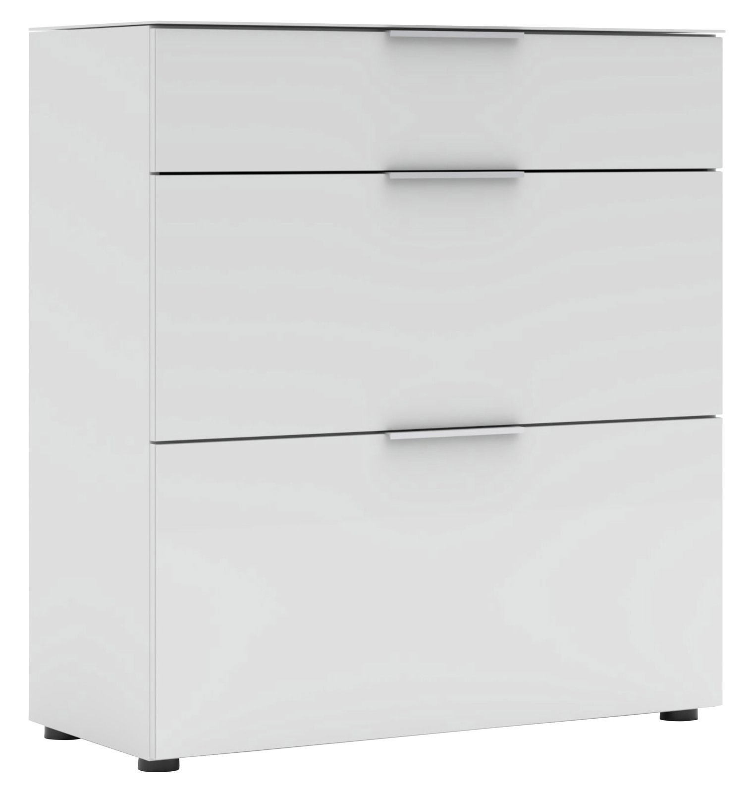 Weißer Schuhschrank mit drei Schubladen, Frontansicht