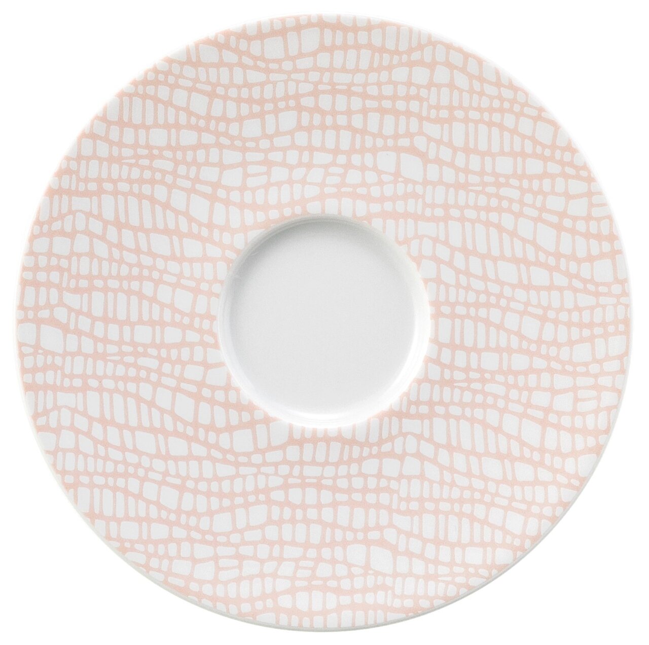 Seltmann Weiden Schoteltje FASHION Kombi-Untertasse 13,5 cm mit modernem, geometrischem Muster in sanften Pastelltönen, Draufsicht.