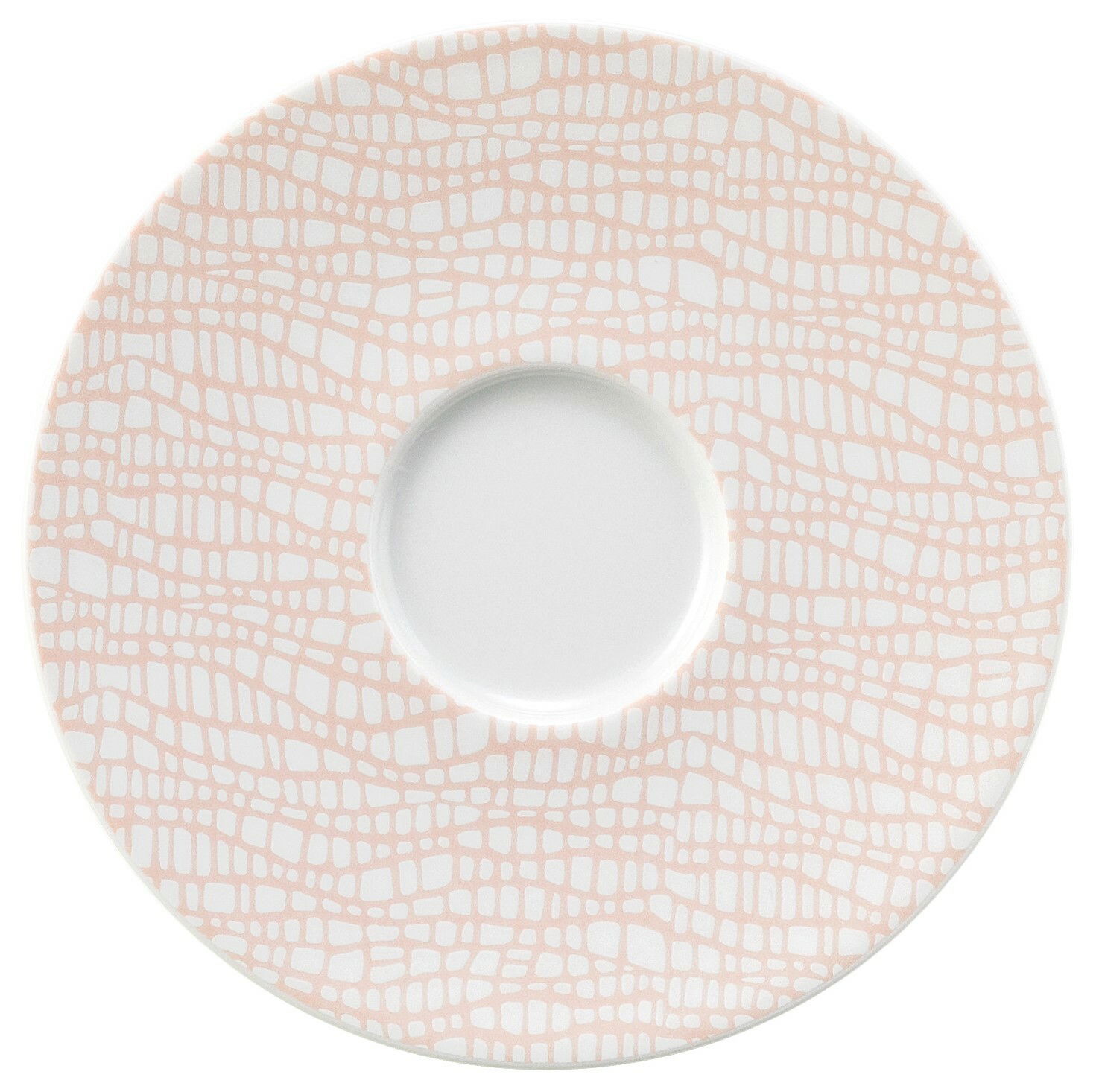 Kombi-Untertasse 13,5 cm mit modernem, geometrischem Muster in sanften Pastelltönen, Draufsicht.