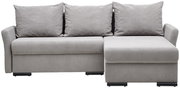Graues Ecksofa mit drei großen Kissen, Vorderansicht