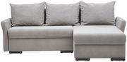 Graues Ecksofa mit drei großen Kissen, Vorderansicht