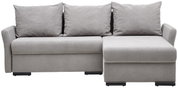 Graues Ecksofa mit drei großen Kissen, Vorderansicht