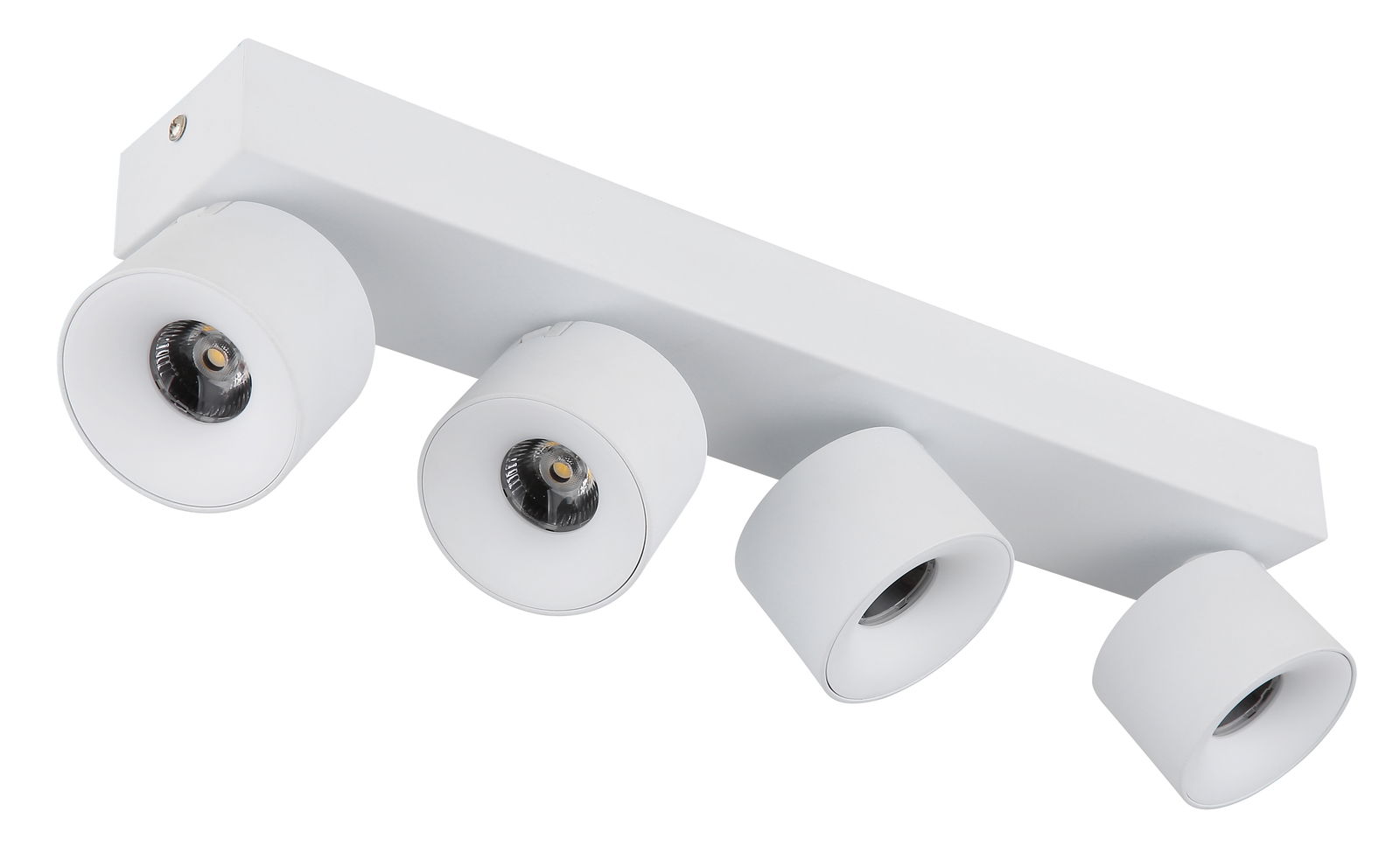 Vierfach-LED-Strahler in Weiß, seitliche Perspektive