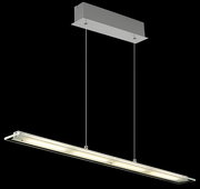 Moderne LED-Hängeleuchte in rechteckiger Form, seitliche Perspektive