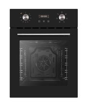 Schwarzer Einbau-Backofen mit zwei Drehknöpfen und digitalem Display, Frontansicht