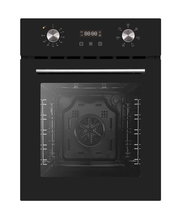 Schwarzer Einbau-Backofen mit zwei Drehknöpfen und digitalem Display, Frontansicht