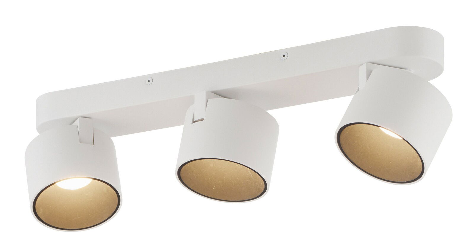 Dreifacher LED-Spot in Weiß, seitliche Perspektive