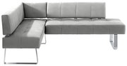 Graue Eckbank mit modernem Design und Metallbeinen, Perspektive von vorne