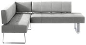 Graue Eckbank mit modernem Design und Metallbeinen, Perspektive von vorne
