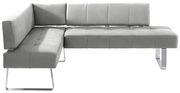 Graue Eckbank mit modernem Design und Metallbeinen, Perspektive von vorne